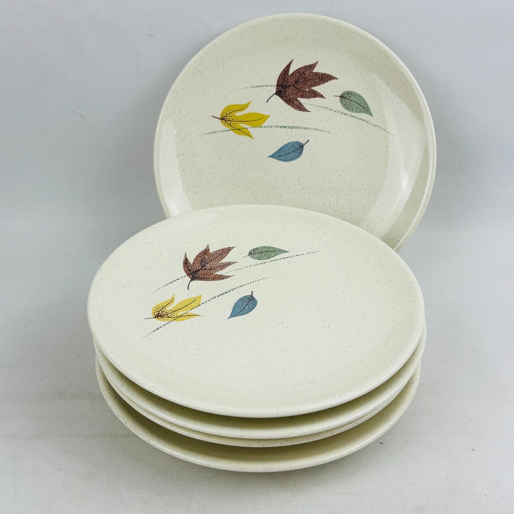 Franciscan Autumn 6.5" Bread & Butter Plate Set of 5 Speckled Leaves Vintage MCM
